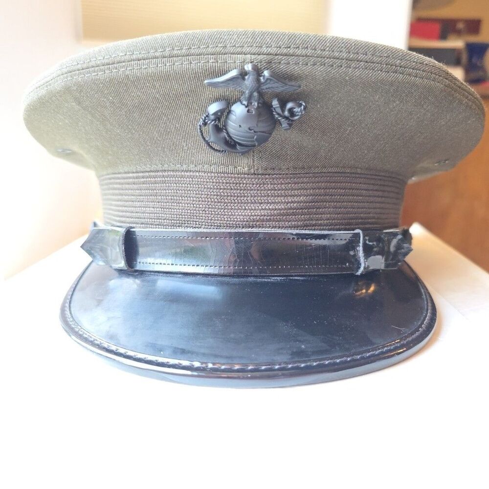 VTG USMC Marine Corps Officer Service Green Cover Lancaster Marine Shop  7 1/8